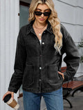 Washed Oversized Button Down Denim Jacket - Trendsi - Flyclothing LLC