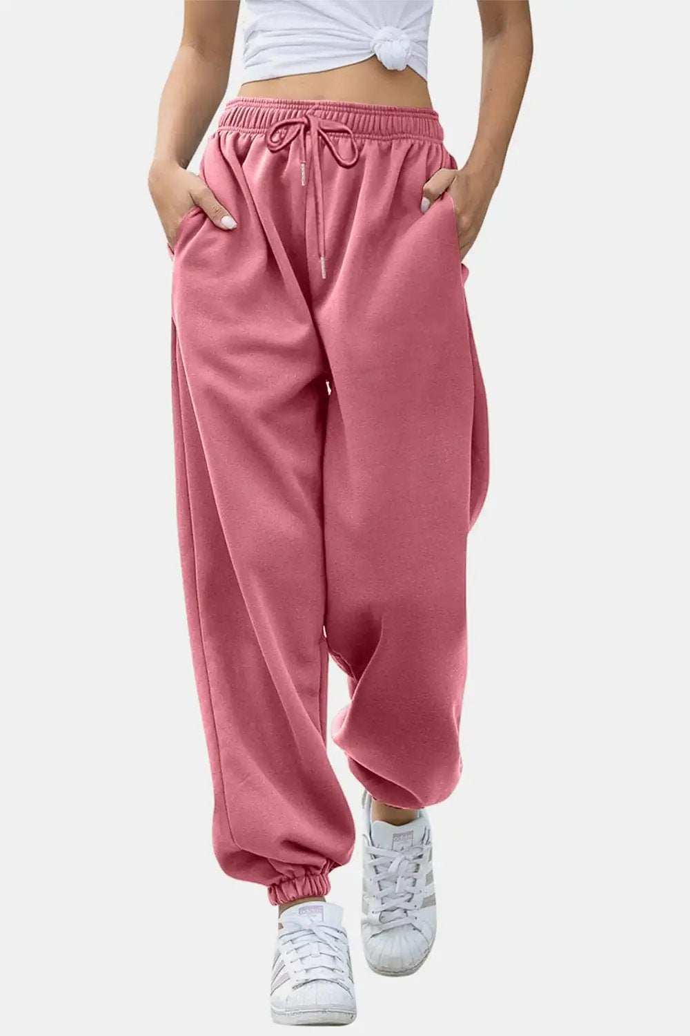 Elastic Waist Joggers with Pockets - Trendsi - Flyclothing LLC