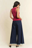 Davi & Dani Patch Pocket Wide Leg Culotte Jeans - Trendsi - Flyclothing LLC