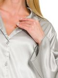 Zenana Satin Button Down Shirt - Trendsi - Flyclothing LLC