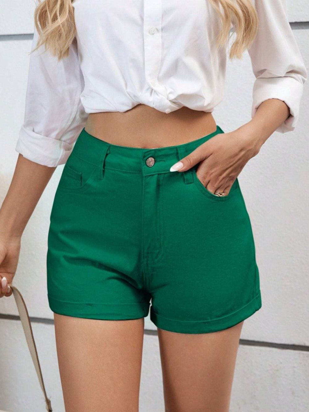 High Waist Denim Shorts - Trendsi - Flyclothing LLC