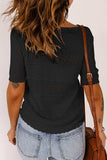 Round Neck Short Sleeve Knit Top - Trendsi - Flyclothing LLC