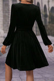 Surplice Long Sleeve Velvet Dress - Trendsi - Flyclothing LLC