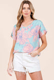 BOMBOM Floral Short Sleeve T-Shirt - Trendsi - Flyclothing LLC