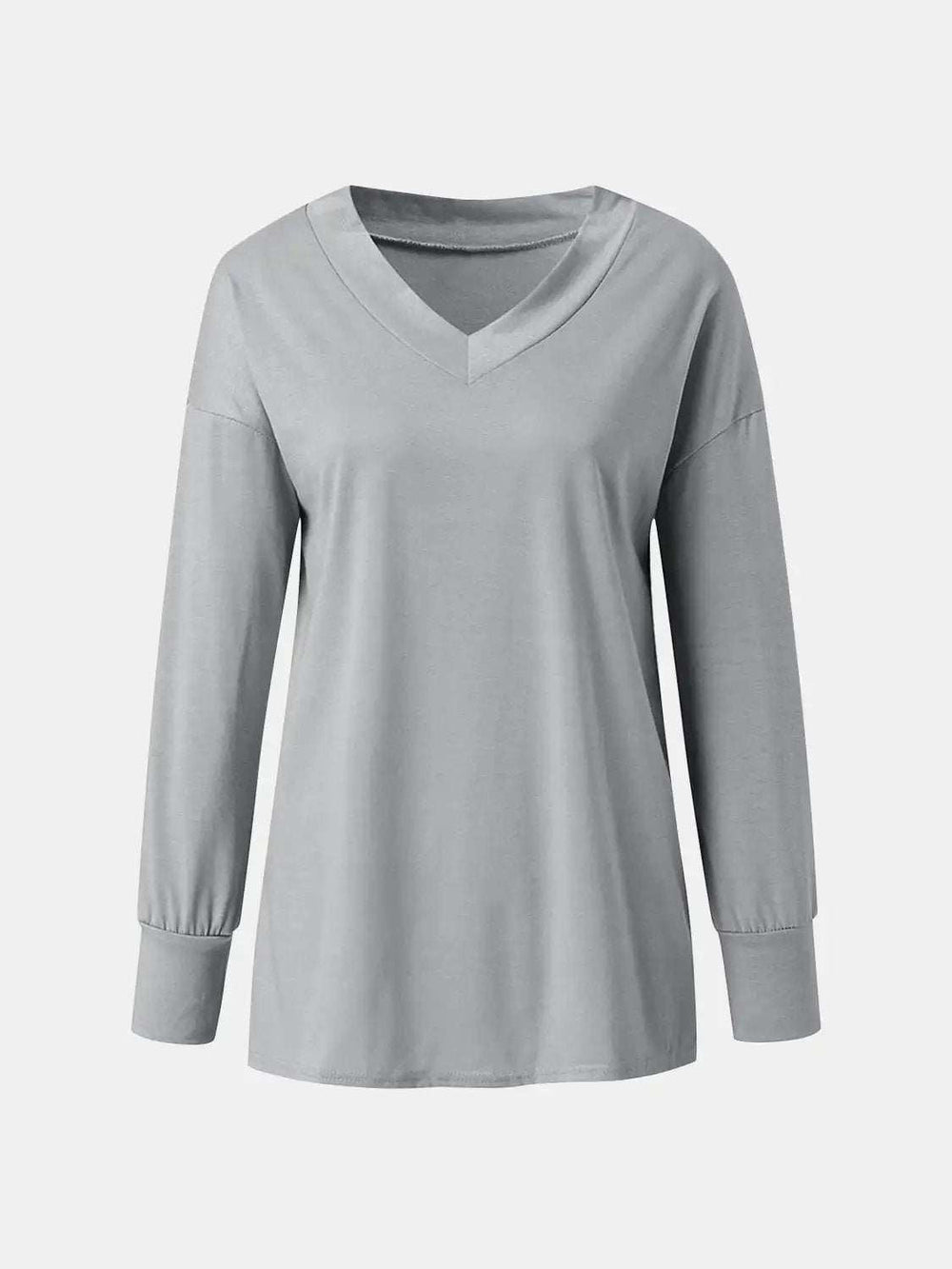 Full Size V-Neck Long Sleeve T-Shirt - Trendsi - Flyclothing LLC