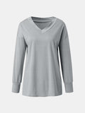 Full Size V-Neck Long Sleeve T-Shirt - Trendsi - Flyclothing LLC