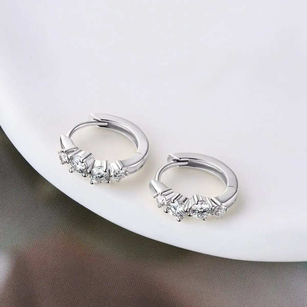 925 Sterling Silver Moissanite Huggie Earrings - Trendsi - Flyclothing LLC