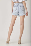 RISEN Raw Hem Distressed High Rise Denim Shorts - Trendsi - Flyclothing LLC