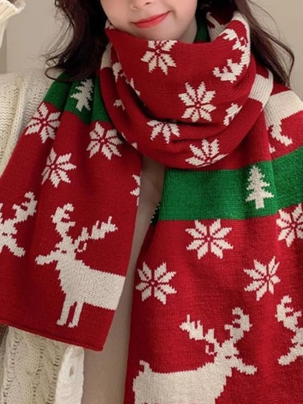 Christmas Reindeer Knitted Scarf - Trendsi - Flyclothing LLC