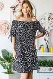 Heimish Full Size Short Sleeve Off Shoulder Animal Mini Dress Plus Size - Trendsi - Flyclothing LLC