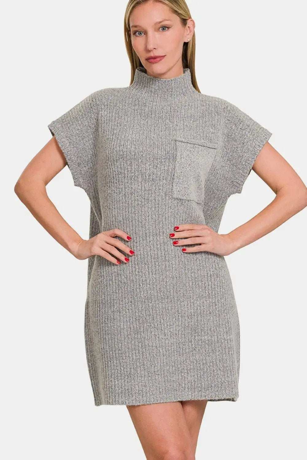 Zenana Short Sleeve Sweater Mini Dress - Trendsi - Flyclothing LLC