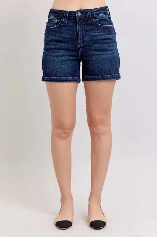 Judy Blue Full Size High Waist Back Flap Pocket Denim Shorts Plus Size - Trendsi - Flyclothing LLC