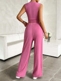Mock Neck Sleeveless Top and Drawstring Pants Set - Trendsi - Flyclothing LLC