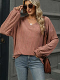 V-Neck Long Sleeve T-Shirt - Trendsi - Flyclothing LLC