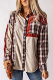 Plaid Patchwork Collared Neck Shacket - Trendsi - Flyclothing LLC