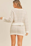 MABLE Plaid Button Down Sweater Cardigan and Mini Skirt Set - Trendsi - Flyclothing LLC