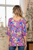 Sew In Love Full Size V-Neck Floral Half Sleeve Top - Trendsi - Flyclothing LLC