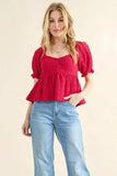 And The Why Lovely Textured and Smocked Top - Trendsi - Flyclothing LLC
