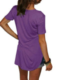 Full Size Solid V-Neck Short Sleeve T-Shirt Plus Size - Trendsi - Flyclothing LLC