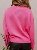 XOXO Round Neck Drop Shoulder Sweater - Trendsi - Flyclothing LLC
