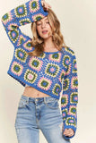 ADORA Multicolor Crochet Crop Top - Trendsi - Flyclothing LLC