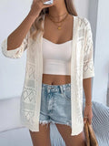 Openwork Open Front Half Sleeve Cardigan - Trendsi - Flyclothing LLC