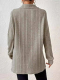 Slit Johnny Collar Long Sleeve Top - Trendsi - Flyclothing LLC