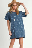Umgee Full Size French Terry Short Sleeve Round Neck Dress Plus Size - Trendsi - Flyclothing LLC