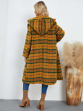 Plaid Long Sleeve Hooded Coat with Pockets - Trendsi - Flyclothing LLC
