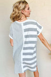 Oh Full Size Striped Round Neck Short Sleeve Mini Tee Dress - Trendsi - Flyclothing LLC