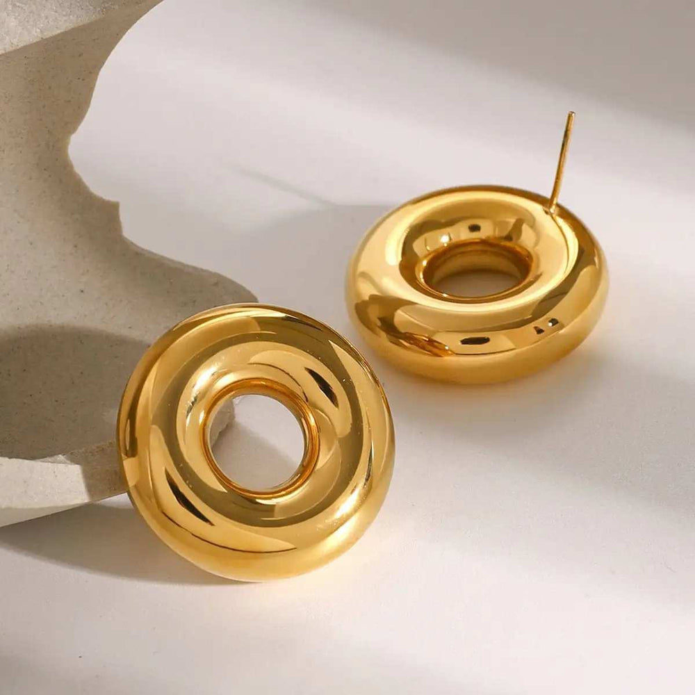 Stainless Steel Cutout Round Shape Earrings - Trendsi - Flyclothing LLC