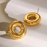 Stainless Steel Cutout Round Shape Earrings - Trendsi - Flyclothing LLC