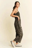 Davi & Dani Leopard Spaghetti Straps Wide Leg Jumpsuit - Trendsi - Flyclothing LLC