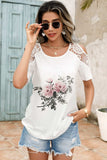 Lace Detail Round Neck Cold Shoulder Blouse - Trendsi - Flyclothing LLC