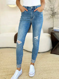 Judy Blue Full Size Mid Rise Destroy & Cuff Skinny Jeans - Trendsi - Flyclothing LLC
