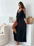Tied Shoulder Slit Maxi Dress - Trendsi - Flyclothing LLC