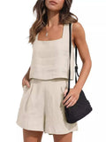 Square Neck Tank and Shorts Set - Trendsi - Flyclothing LLC