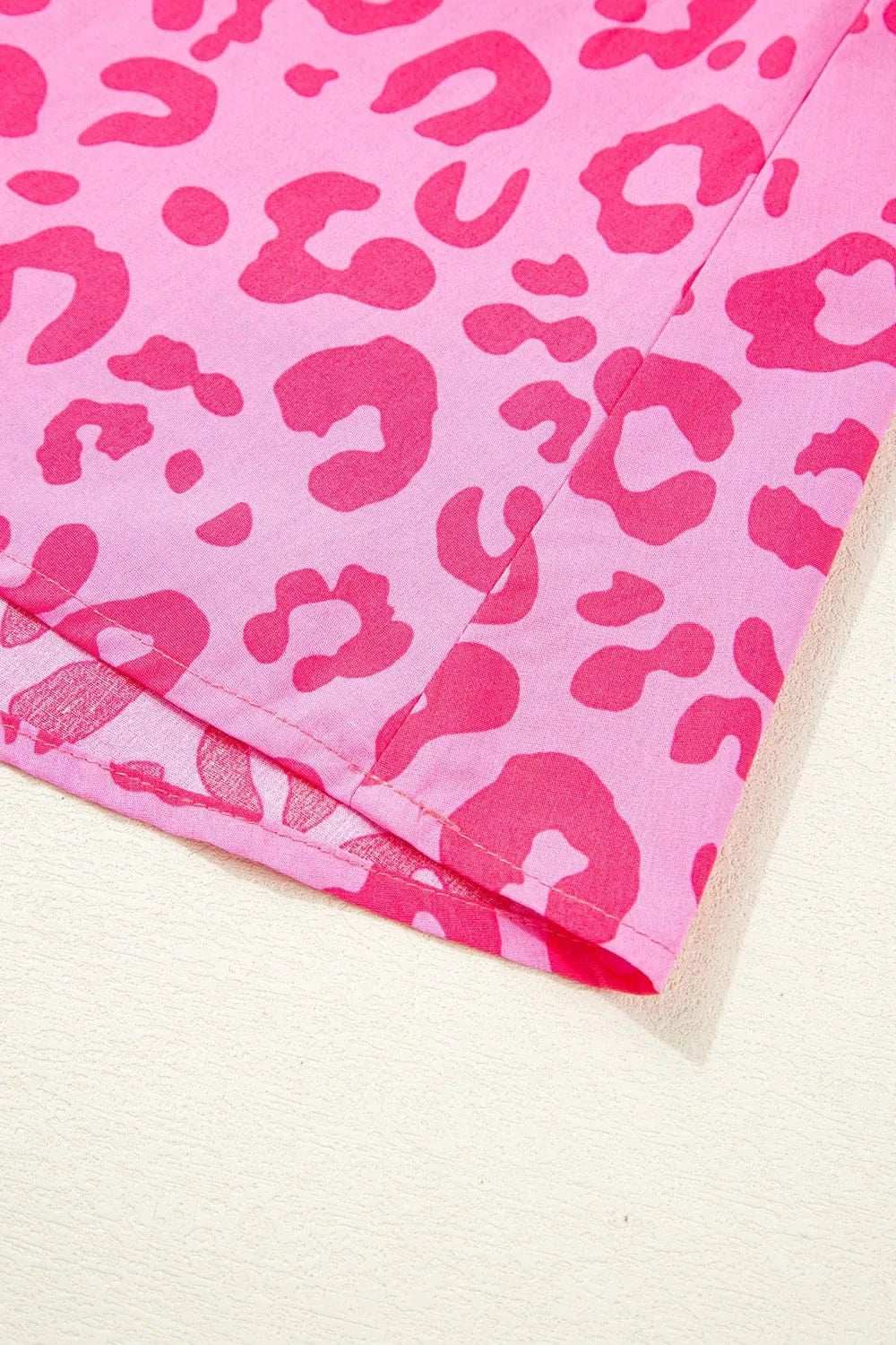 Leopard Tie Front Puff Sleeve Dress - Trendsi - Flyclothing LLC