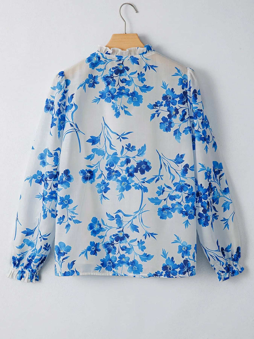 Floral Long Sleeve Tie Neck Blouse - Trendsi - Flyclothing LLC