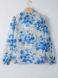 Floral Long Sleeve Tie Neck Blouse - Trendsi - Flyclothing LLC