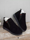 Black Suede Ankle Boots with Designer Stripe Detail - Trendsi - Flyclothing LLC