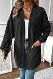Textured Pocketed Open Front Long Sleeve Cover Up - Trendsi - Flyclothing LLC