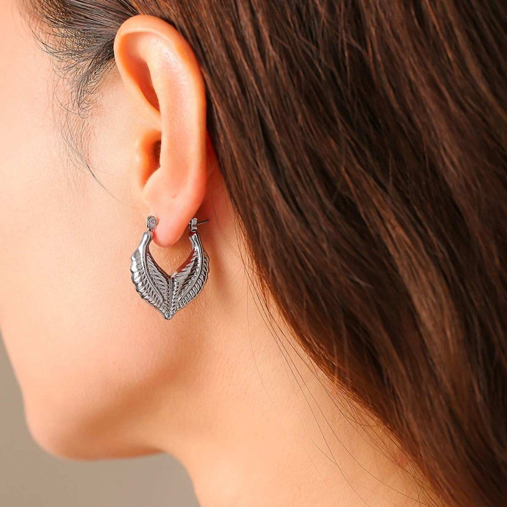 Titanium Steel Leaf Shape Earrings - Trendsi - Flyclothing LLC