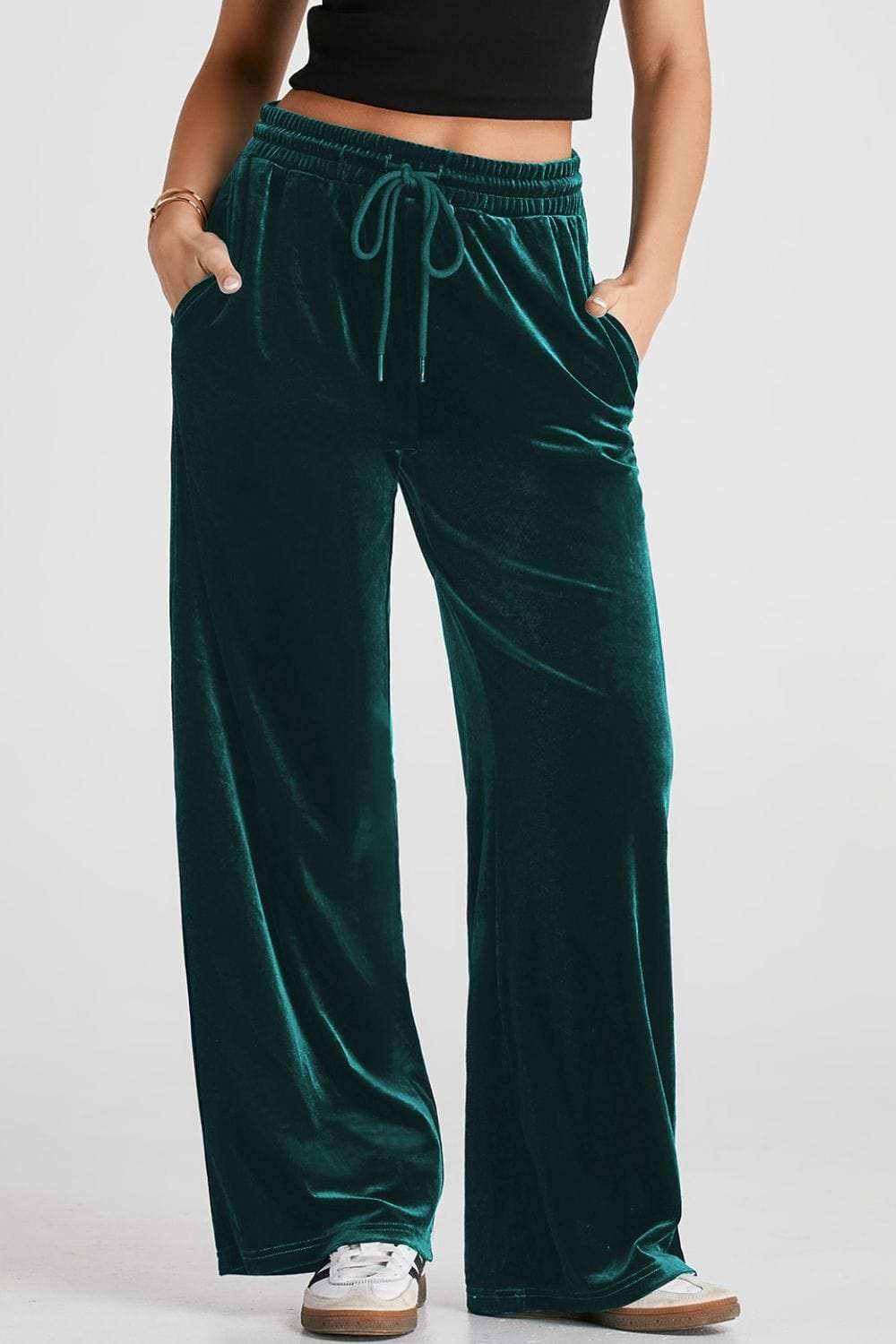 Drawstring Waist Wide Leg Active Pants - Trendsi - Flyclothing LLC