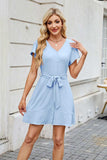 Tied Button Up Short Sleeve Mini Shirt Dress - Trendsi - Flyclothing LLC