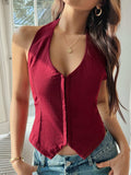 Devine Tied Halter Neck Tank - Trendsi - Flyclothing LLC