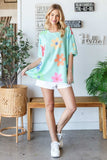 HOPELY Floral Waffle Oversize T-Shirt - Trendsi - Flyclothing LLC