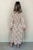 Printed V-Neck Long Sleeve Dress - Trendsi - Flyclothing LLC