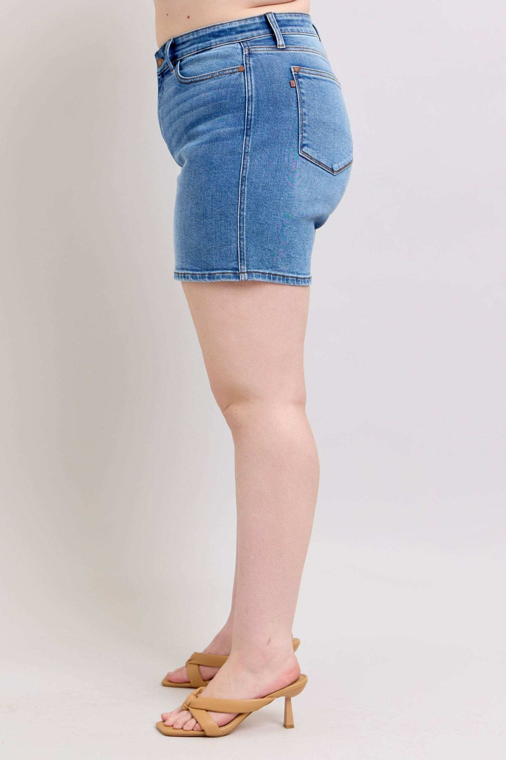 Judy Blue Full Size 2 Button Denim Shorts with Pockets Plus Size - Trendsi - Flyclothing LLC