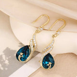 18K Gold-Plated Peacock Teardrop Earrings - Trendsi - Flyclothing LLC